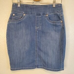Blueberry Body On Denim Skirt  Elastic Waist Women's Sz 8